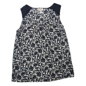 Loft Sleeveless Floral Print Blouse Size S Black‎ & White